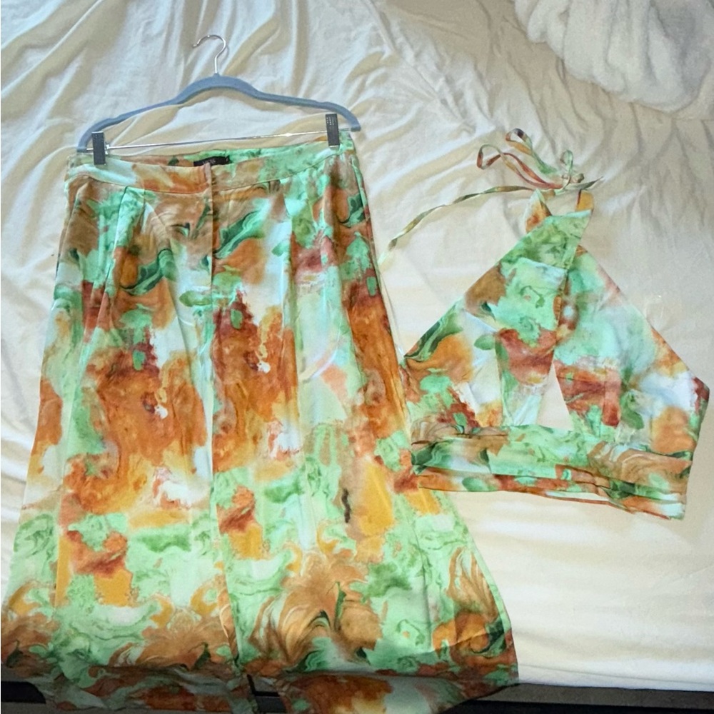 Micas Abstract Halter Top and Pants Set